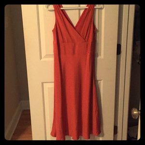 J. Crew tea length dress/coral/silk tricotine/6